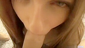 Veronica Stone gets on her knees to nibble and suck his dick in POV