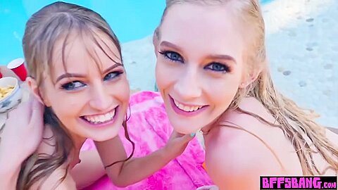 Violet Rain - Lesbian teens 18+ Tasting Each Others By The Pool Outdoor