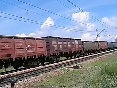 Walking naked by railroad