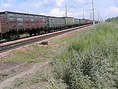 Walking naked by railroad