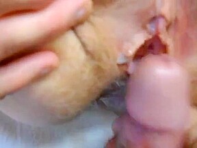 Wife masturbates and spreads pussy for cum