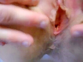 Wife masturbates and spreads pussy for cum