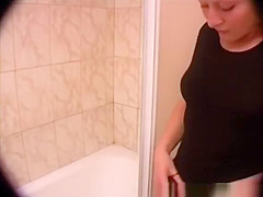 Woman spied showering and shaving