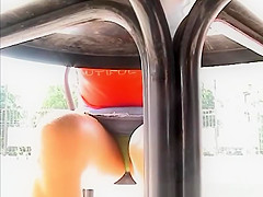 Woman with green panties upskirt