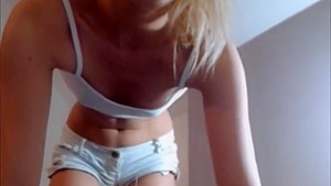 blonde girl shows her body on webcam
