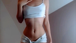 blonde girl shows her body on webcam