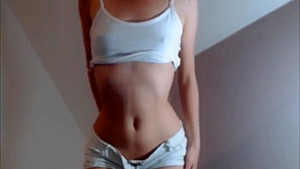 blonde girl shows her body on webcam