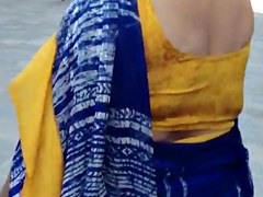 deep cut sexy blouse back aunty