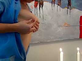lactation amateur milf blowing candles with breastmilk