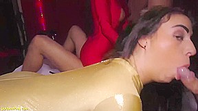 shiny stepsiblings catsuit party orgy