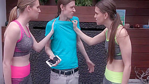 teen 18+ Fake twin Step Sisters Threesome With Nerdy Step Brother