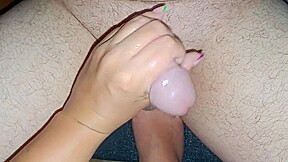 teen 18+ Stepsister Tease My Penis With Lubricant Pretty Coloured Nails Handjob Till I Cum