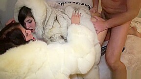 two girls one guy and beautifull furs